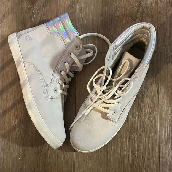 Timberland Women's White Iridescent High-Top Sneakers - Picture 1 of 1